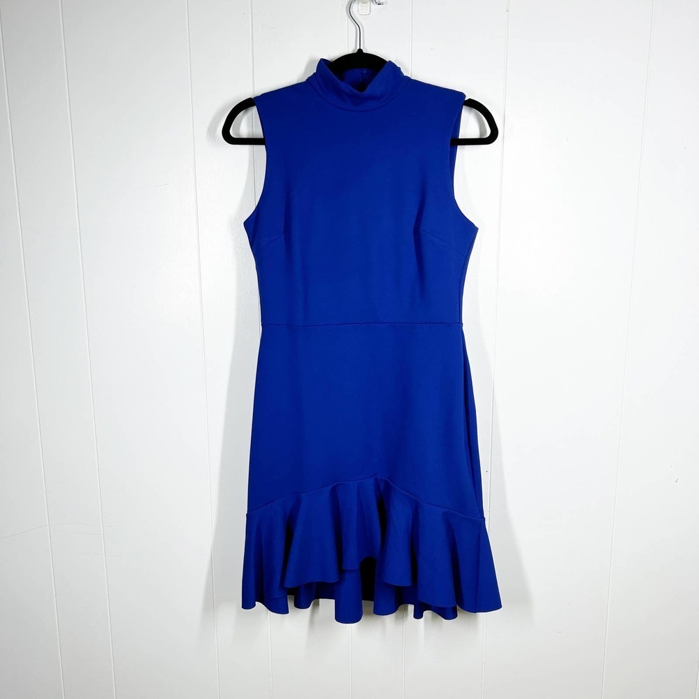 NEW Susana Monaco Mock Neck Scuba Bright Blue Midi Dress in Glacier 8